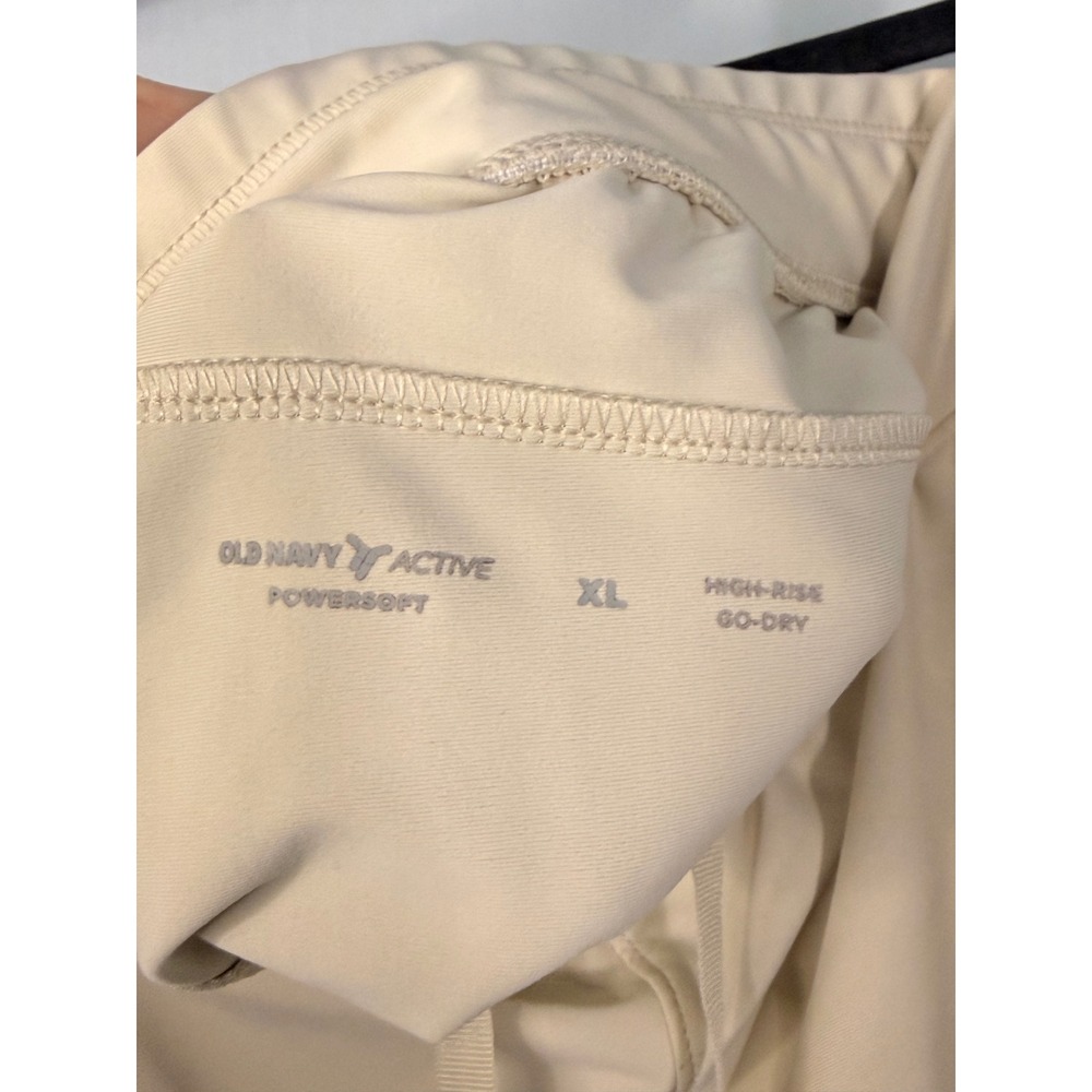 Old Navy Powersoft Active Shorts Women XL Beige High Rise Go-Dry Drawstring 1166 - Picture 3 of 5